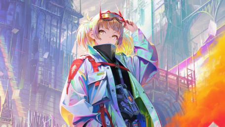 Futuristic Anime Cityscape Adventure wallpaper