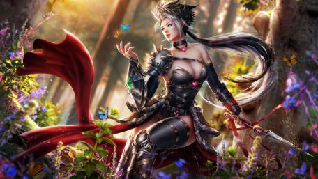 Enchanting Warrior in a Mystical Forest wallpaper