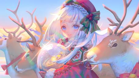 Enchanted Winter Wonderland with Anime Santa wallpaper