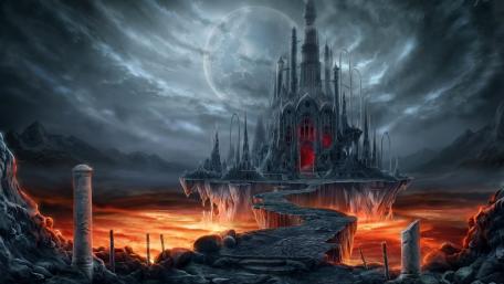 Gothic Castle in a Lunar Eclipse wallpaper