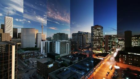 Vibrant Cityscape Transition Wallpaper wallpaper