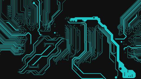 Intricate Circuit Board Design in Neon Blue wallpaper