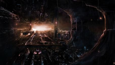Ethereal Cityscape in a Dystopian Future wallpaper