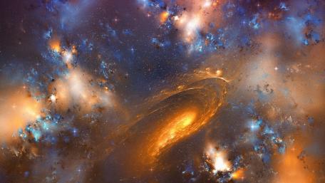 Majestic Andromeda Galaxy Floating in Cosmic Splendor wallpaper