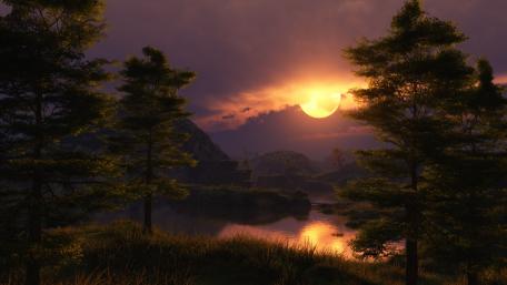 Enchanting Moonlit Night Landscape wallpaper