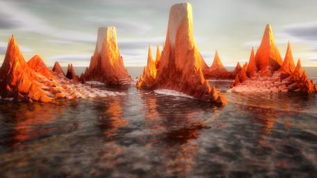 Majestic Peaks Rising from Serene Waters wallpaper