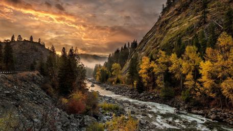 Autumn Serenity by the River wallpaper