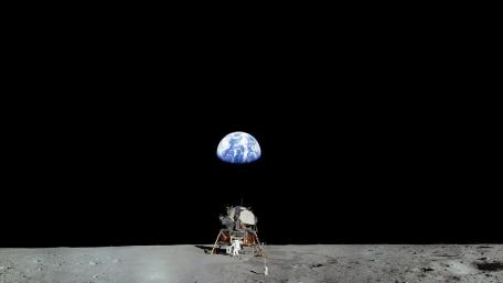 Moon Landing with Earthrise in View wallpaper