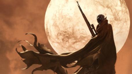 Lone Sentry on a Moonlit Dune wallpaper