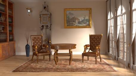Elegant Living Room with Classic Furniture Appeal wallpaper