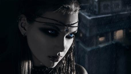 Enigmatic Sorceress in the Moonlight wallpaper
