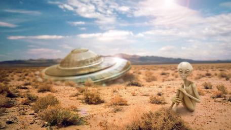 Alien Encounter in the Desert wallpaper
