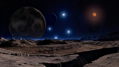 Lunar view of outer space wallpaper