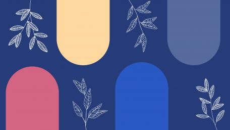 Modern Abstract Design with Leaf Patterns in Bold Colors wallpaper