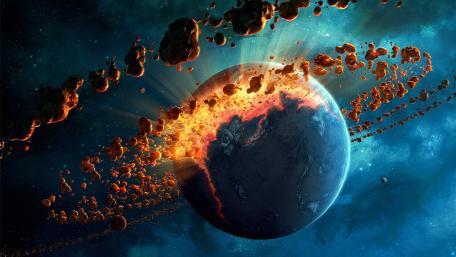 Cataclysmic Asteroid Belt Around Earth wallpaper