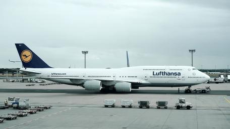 Lufthansa Airlines Boeing 747 at the Terminal wallpaper