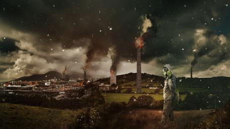 Desolate Future Landscape Reminiscent of the Apocalypse wallpaper