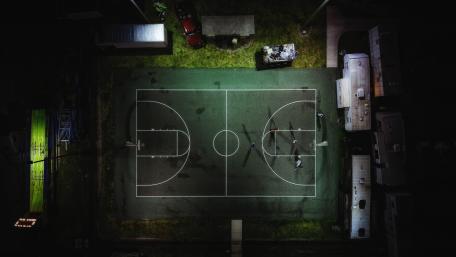 Nighttime Tennis Court in 4K wallpaper