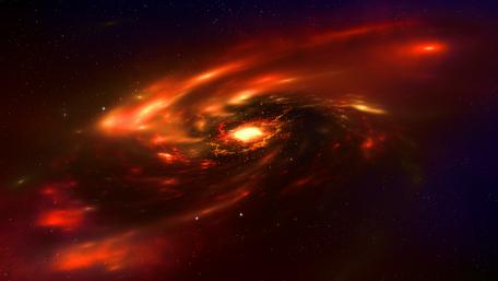 Warping Galaxy Vortex in Fiery Splendor wallpaper