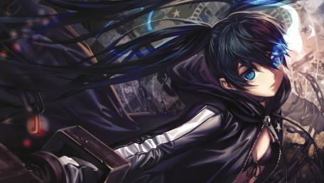 Dynamic Anime Girl with Blue Eyes wallpaper