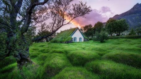 Hofskirkja temple in Iceland wallpaper