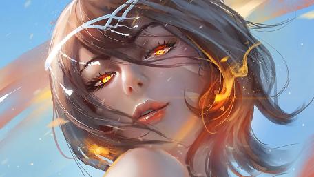 Fierce Gaze Amidst Ember Winds wallpaper