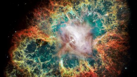 Crab Nebula and Crab Pulsar Composite wallpaper