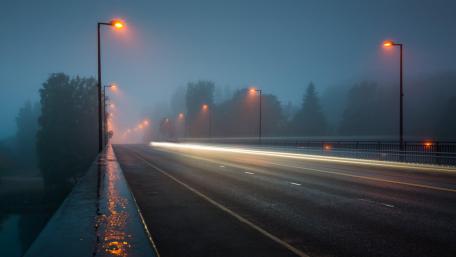 Misty Evening Commute wallpaper