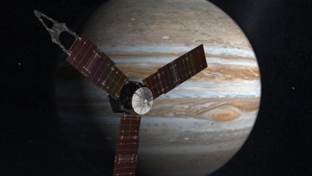 Juno Spacecraft Approaching Jupiter's Grandeur wallpaper