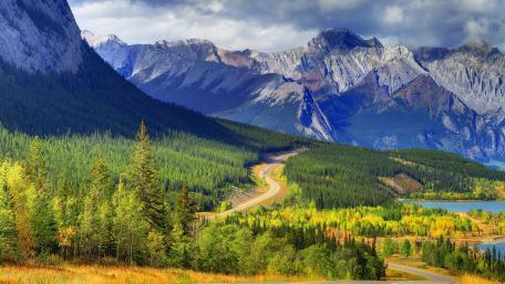 Breathtaking Mountain Road Landscape wallpaper