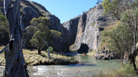 Majestic Canyon Landscape with Meandering River wallpaper