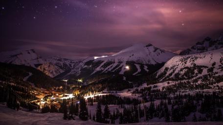 Winter's Night Embrace at Sunshine Village wallpaper