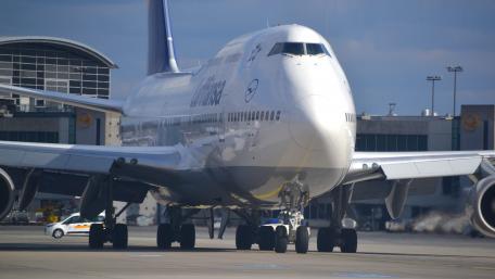 Majestic Lufthansa Jet on the Tarmac wallpaper