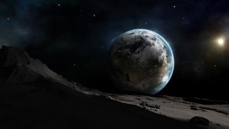 Planetary Horizon in Cosmic Silence wallpaper
