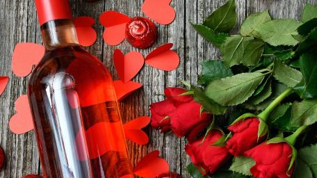 Romantic Evening with Roses and Wine wallpaper