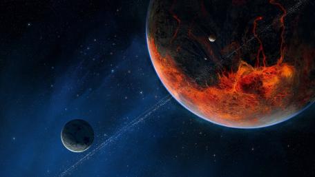 Fiery Orbit in a Celestial Realm wallpaper