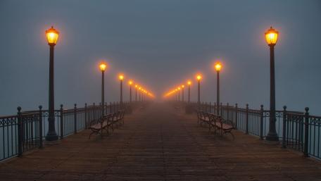 Misty Pier at Twilight wallpaper