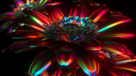 Neon Radiance Blossoms in the Dark wallpaper