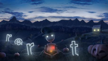 Glowing Tin Man in a Spooky Halloween Night wallpaper