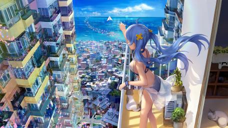 Azure Serenade Overlooking the Cityscape wallpaper