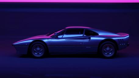 Sleek Ferrari 288 GTO in Vibrant Vaporwave Style wallpaper