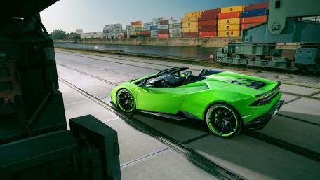 Vibrant Lamborghini Huracan at the Docks wallpaper