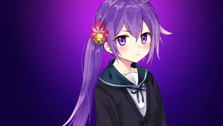 Purple-Haired Anime Schoolgirl in 4K wallpaper