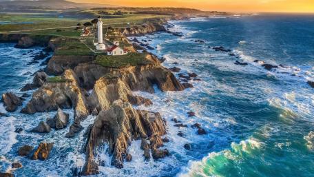 Majestic Point Arena Lighthouse Overlooking the Sea wallpaper