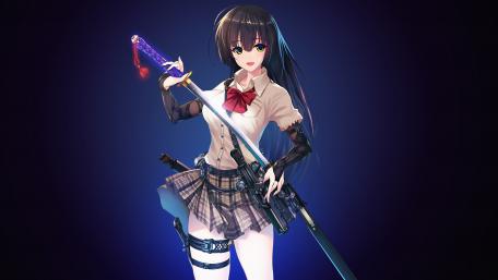 Anime Warrior Girl with Mystic Sword wallpaper