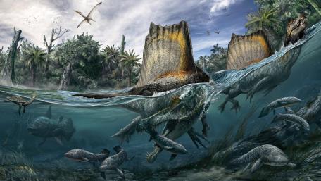 Ancient Aquatic Predators in Action wallpaper