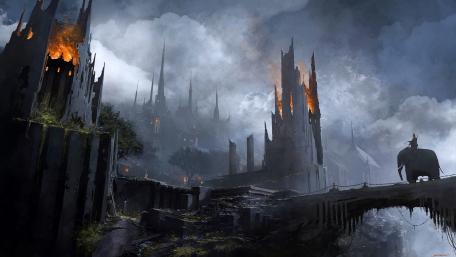 Mystic Fortress on the Edge wallpaper