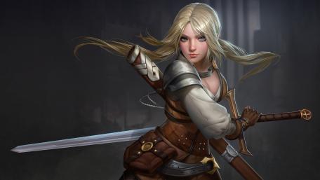 Blonde Warrior Ready for Battle wallpaper