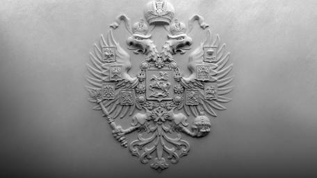 Elegant Russian Double-Headed Eagle in Monochrome Shades wallpaper