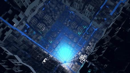 Futuristic Blue Digital Tunnel wallpaper